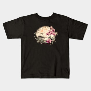 Orchid Wildflower Flora Vintage Bloom Retro Kids T-Shirt